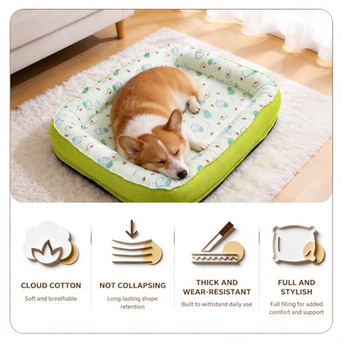 Coussin carré chien et chat vert 130x60cm pour sol et voiture