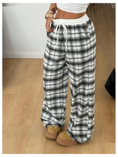 Image of SOLY HUX Women's Plaid Checkered Pants Flannel Pajama Pants with Pockets