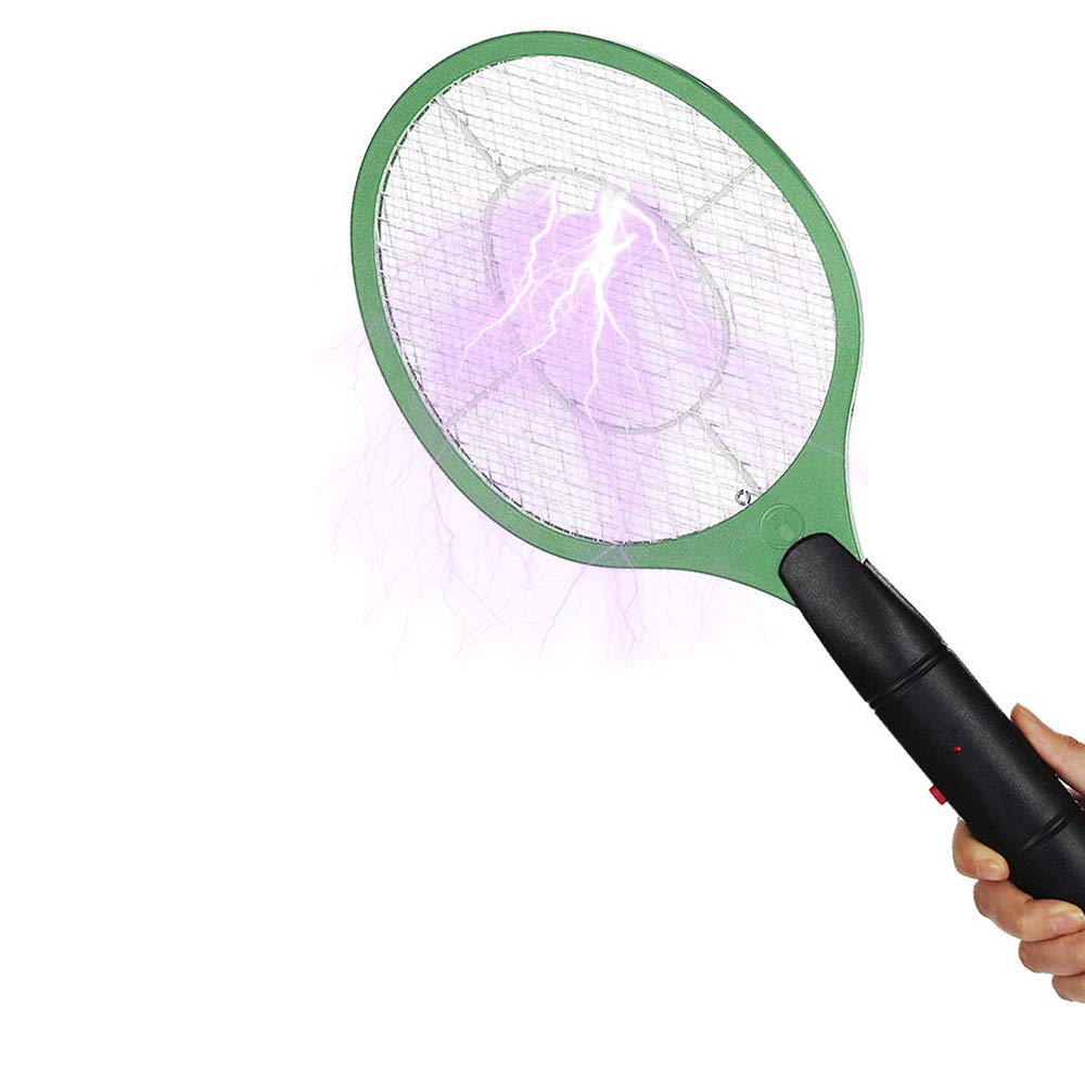 Electric Bug Zapper Racket Handheld Mosquitos Insects Killer Fly Swatter Battery Operated for Indoor Outdoor Camping Picnics (Green)