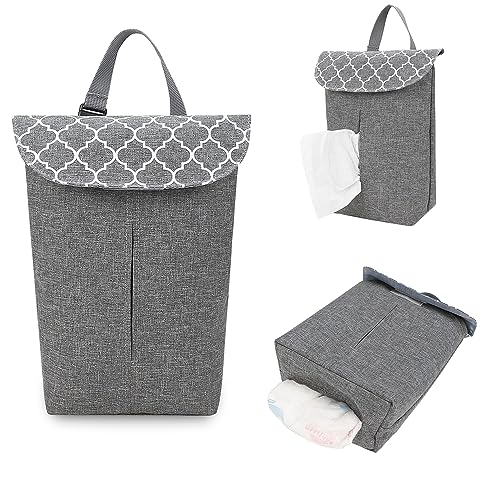 MOMIGO Wet Dry Bags for Baby Cloth Diapers - Reusable, Washable for Stroller, Diapers, Toiletries, Travel Bags, Beach, Pool, Gym Bag with Two Zippered Pockets (Geometric Grey)