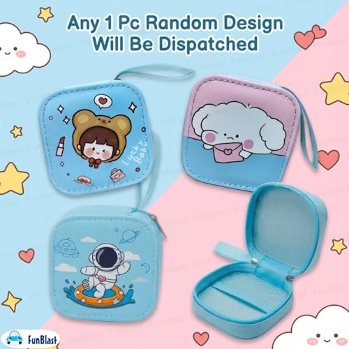 Image of FunBlast Square Coin Pouch for Kids - Cute Cartoon Design Mini Purse, Multipurpose Coins Pouch, Small Zipper Wallet for Kids & Girls, Kawaii Coin Bag (BlueRandom-)