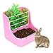 Alimentador de heno de Conejo 2 en 1, comedero para Mascotas Rosa y Marco de Hierba Estante Externo Fijo Dispensador de Alimentos para Conejos pequeños Chinchillas Conejillos de Indias Grandes