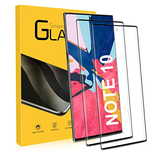 UTEAMY Protector de Pantalla para Galaxy Note 10, 2 Pack, 3D Pantalla Completa Samsung Note 10 Cristal Templado, dureza 9H,sin Burbujas, Resistente a los arañazos, Ultra Transparente