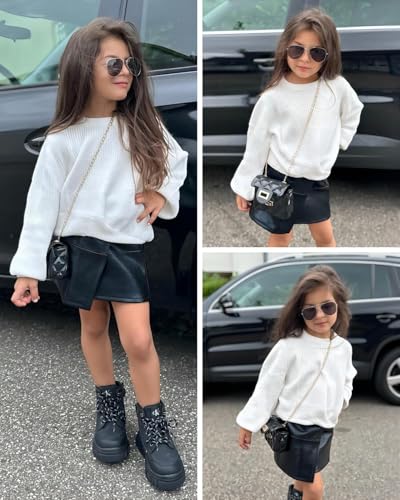 Image of Arshiner Girl's Sweaters Kids Twist Front Cute Pullover Knitted Jumper Fall Winter Clothes