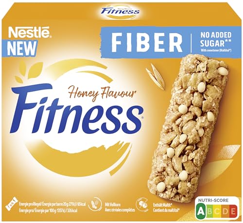 Nestlé FITNESS Fiber Honey Flavor NO ADDED SUGAR Frühstücksriegel, Cerealienriegel mit Ballaststoffen, 1er Pack (à 4 x 20g)