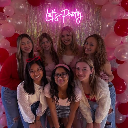Image of Let's Party Neon Sign, LED Neon Lights for Bedroom Wall Decor, Art Decorative Lights for Bachelorette Party, Engagement Party, Birthday Party, Living Room, Gamer Room Decor Aesthetic (Pink) | Art Decorative Lights for Bachelorette Party Engagement Party Birthday Party Living Room Gamer Room Decor Aesthetic