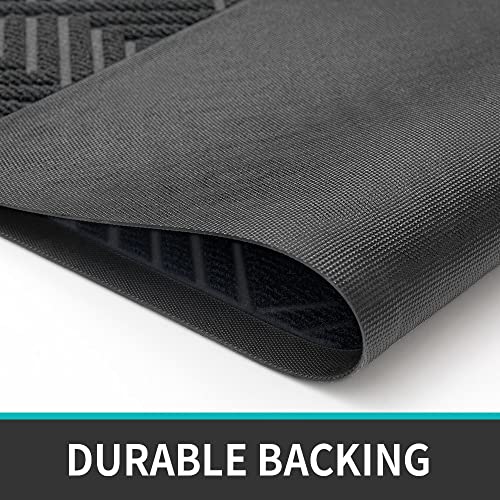 Dexi Front Door Mat, Low-Profile Non-Slip Durable Heavy Duty Outside Doormat Entrance, Easy Clean Rubber Mats For Floor Entryway, 17"X29", Grey #TOP5