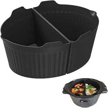 Silicone Slow Cooker Liners, 6-7 Quart Reusable Crock Pot Divider Insert Allows Cooking Two Different Meals At Once Time, BPA Free Cooking Accessories for Oval Crockpots, Dishwasher Safe