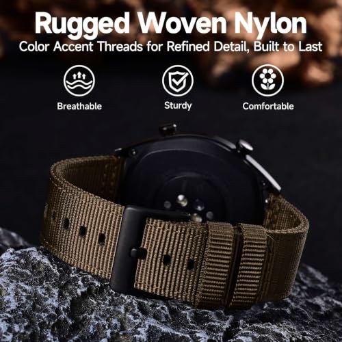 Image of WOCCI Nylon Watch Bands, Contrast Woven Design, Quick Release, Stainless Steel Buckle, Band Width 20mm 22mm 24mm 26mm