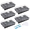 MIXC Seedling Trays Seed Starter Tray, 5-Pack Mini Propagator Plant Grow Kit Kas met Vochtigheid Geventileerde Koepels en Basis voor Seeds’ Start (40 Cellen Per Lade, Totaal 200 Cellen), Zwart