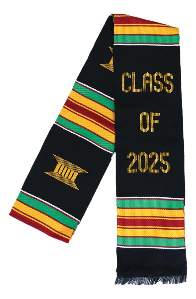 Class of 2025 Kente Cloth Graduation Stole Made in Ghana
