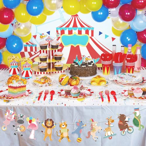 Image of Hooqict Party Animal Banner Animal Birthday Party Decorations Happy Birthday Garland Banner Sign for Kids Girls Boys Zoo Carnival Circus Decorations