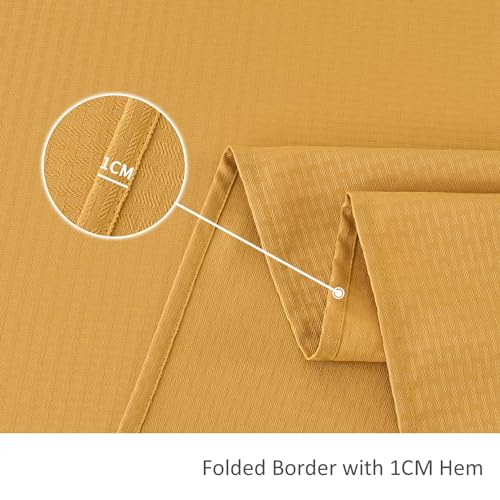 Image of maxmill Square Tablecloth Weaved Texture Stain Resistant Waterproof Wrinkle Free Washable Soft Table Cloth, Decorative Fabric Table Cover for Dining Room Dinner Parties, 52 x 52 Inch, Ochre Yellow