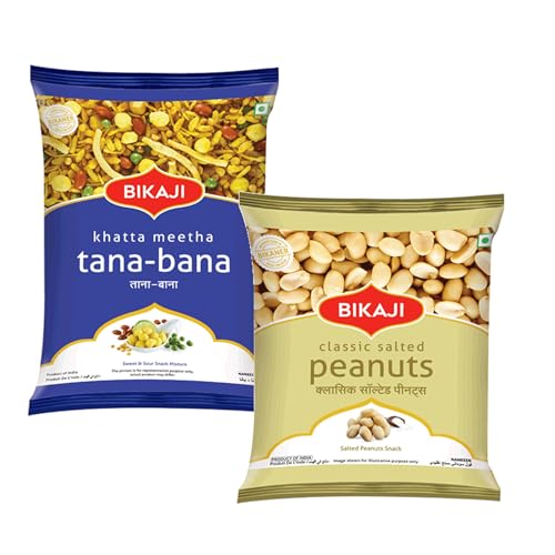 Khatta Meetha 1000g and Salted Peanut 200g Combo of 1200g (42.33Oz) – Authentic Indian Snacks Family Pack | Crunchy Namkeen, Party Mix, Bar Snacks & Tea-Time Treats