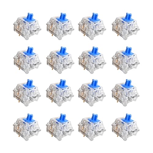Mciepny Zhouwang 20pcs Crystal Blue Switch,3 Pin 50gf Clicky Accurate Typing Dustproof Pre Lubed Key...