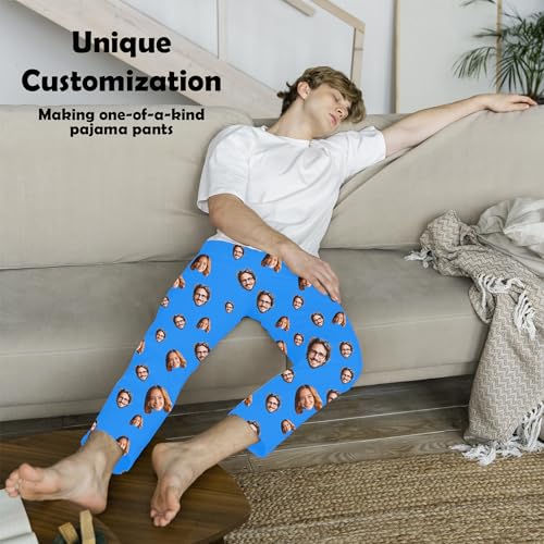 Personalized Pajama Pants For Men Women, Custom Unisex Faces Sleepwear Bottom, Customized Pj Pants with Pocket Christmas3