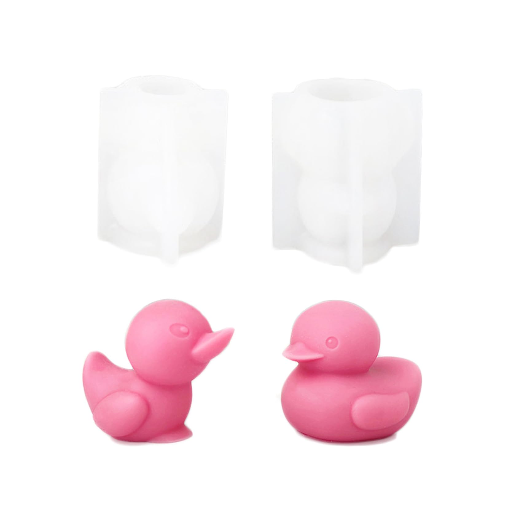 Xidmold 2Pcs 3D Duck Candle Moulds Cute Duck Silicone Mold for Fondant, Chocolate, Epoxy Resin, Soy Wax Candle, Soap, Plaster Ornament, DIY Crafts