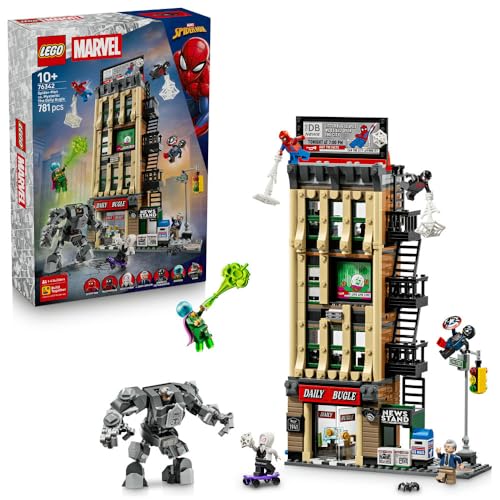 LEGO | Marvel Spider-Man vs. Mysterio: The Daily Bugle Building - Superhero Toy w/a Mech Action Figure & 7 Minifigures - Birthday Gift for 10+ Year Old Boys & Movie Fans - 76342