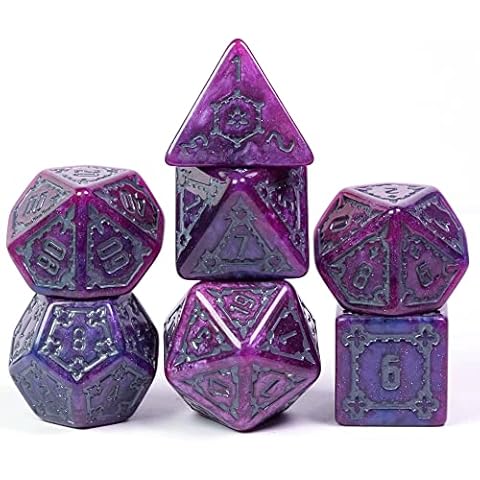 cusdie 7 Pcs 25mm Giant DND Dice, Polyhedral Dice Set, D&D Dice for Dungeons and Dragons Pathfinder RPG MTG (Purple/Blue) Cover