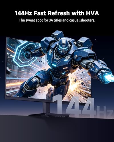Image of KTC 27 Inch QHD Computer Monitor - 144Hz Gaming PC Monitor 2K, 4000:1 Contrast, 129% sRGB, Adaptive Sync, HDMI DP, Anti-Blue Light, 3-Side Frameless, for Casual Games and Work, VESA Mount H27T27S