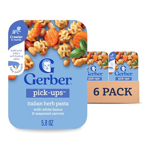 Gerber Baby Food, Stage 3 Food for Babies, Toddlers, Baby Led Feeding, Finger Foods for Babies, Italian Herb Pasta, 6 Pack