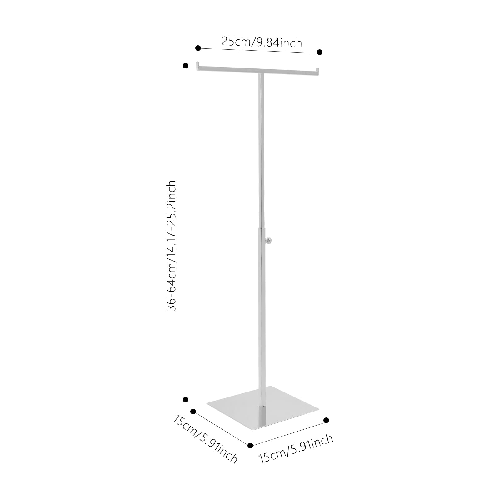 GeldböRse Display StäNder T-FöRmiger Expositor de Bolsos Ajustable de Metal Acero Inoxidable, Multifuncional para Bolsos de Hombro y Accesorios (Plata)
