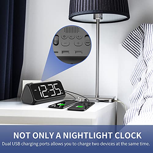 Netzu Digital Alarm Clock For Bedrooms, Bedside Alarm Clocks With 8 Color Night Light, Large Led Display, Dual Alarm, Dimmer, Usb Charger Port, Clock For Kids,Teens, Seniors (Upgrade) (Black) #TOP4