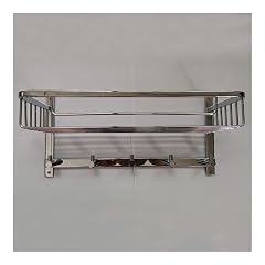 NPQPNAFC Chrome Shower Caddy Bathroom Shelf Metal Stainless Steel Cosmetics Shampoo Conditioner Organizer Shelf Wall Mounted Kitchen She