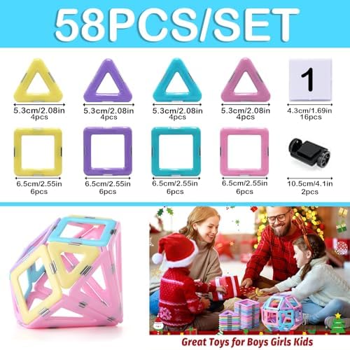 Magnetic Building Blocks Magnetic Tiles Toys for Girls Boys Kids Learning Educational Magnets Construction Set Toys for 3 4 5 6 7 8+ Year Old STEM Toy Christmas Birthday Gift Age 3-8 Toddlers 7 51qVLALBSVL. AC