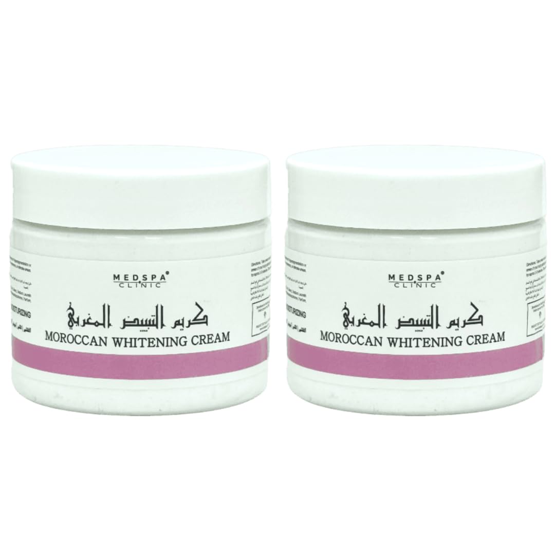 Moroccan Whitening Cream 300g (Pack of2) After Bath for Face and Body, Enriched with Vitamine E and Natural Extracts, Peeling, Softner, Moisturizer, Collagen. Travel pack