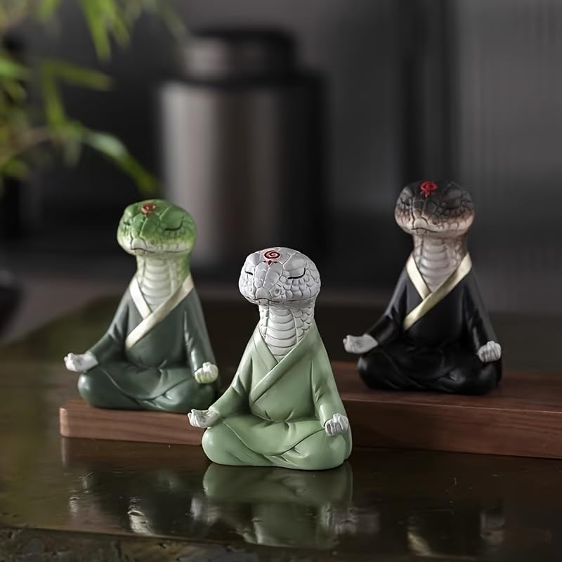 YHNNH Adornos de serpiente inspirados en Zen, adquisición de riqueza de escritorio, decoración de coche, regalo, mascota pitón, hogar tranquilo, arte de jardinería, escultura espacial de meditación, A