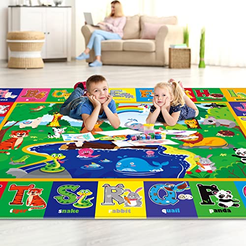 Ltkougfam Kids Play Rug For Baby Floor Mats For Kids Baby Play Mat Abc Educational Rug For Kids Room Non Slip Area Rug, Kids Rugs For Playroom Classroom (78.7X59 Inch) #TOP3