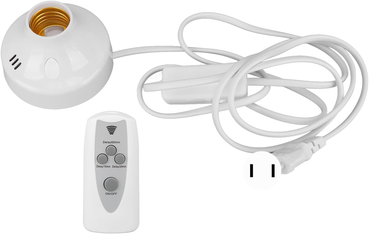 FTVOGUE Smart Light Bulb Socket with Remote Control, E27 E26 Lamp Holder, Flame Retardant, Heat Prevention, 1.8M Cable (US Plug)