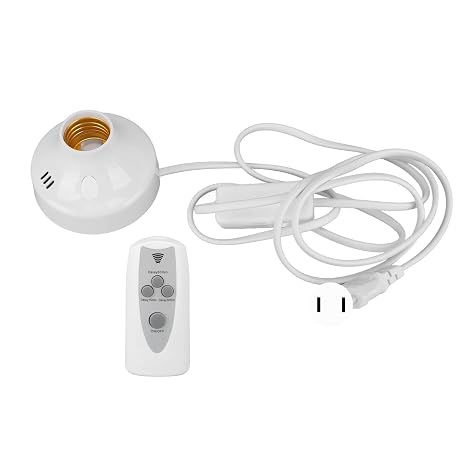 Remote Control Light Socket, 110-240V Cordless Bulb Socket Removable Dust Cover E27 E26 Copper Inner Ring with 1.8m Cable for Balcony (US Plug)