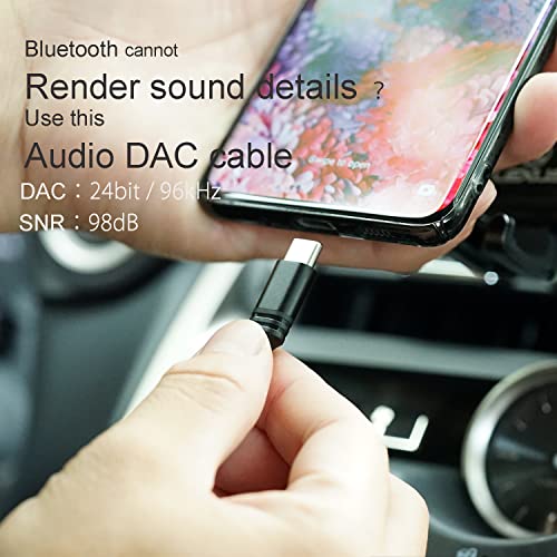 Câble USB-C vers Aux pour stéréo de voiture adaptateur audio type C enroulé de 4FT pour Android