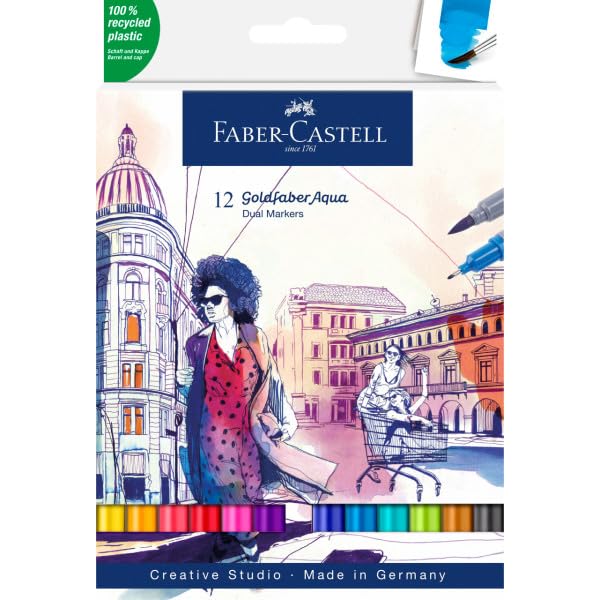 Faber-Castell - 164612 - Goldfaber Aqua Dual Markers. Pack 12 surtidos