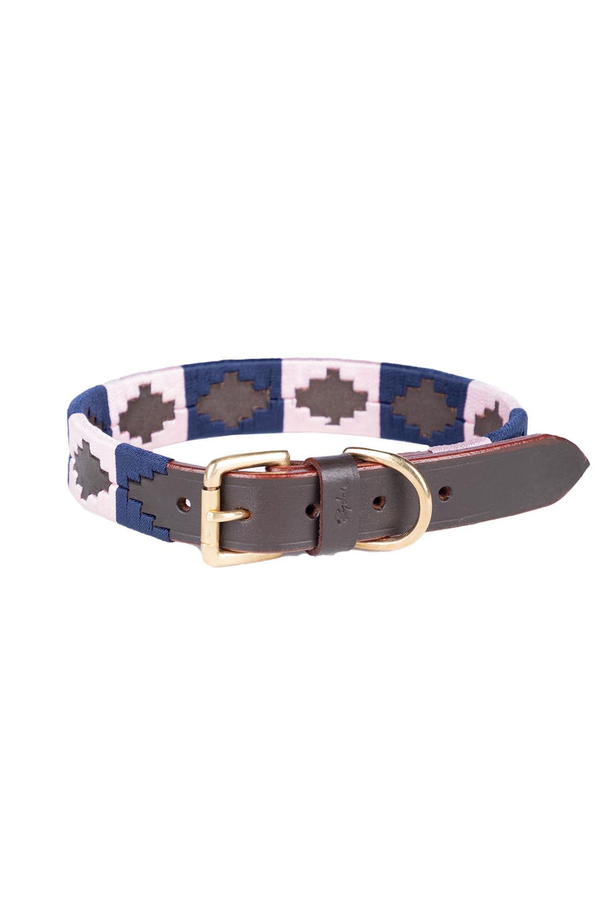 Rydale Polo Dog Collar Embroidered Adjustable Dog Puppy Hound Collars 10 Colours (Brown/Navy/Sorbet, M-L)