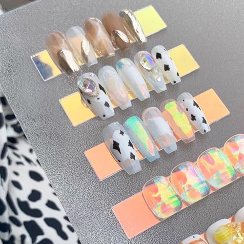 20 Pieces Holographic Nail Display Stand Holder with 9.8ft Double Sided Tape, Sparkle Acrylic False Nail Tips Sample Display, Nail Display Stand Board for Nail Art Salon