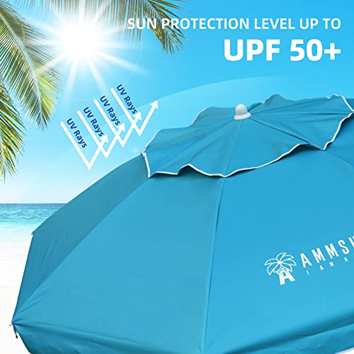 Ammsun 6.5 Foot Heavy Duty High Wind Beach Umbrella With Tilt Sun Shelter, Uv 50+ Protection Outdoor Sunshade Umbrella With Carry Bag For Patio Garden Beach Pool Backyard Sky Blue #TOP3