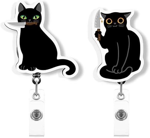 Miniatura 5 de WIRESTER Juego de 2 soportes de identificación retráctiles con clip de cocodrilo para trabajadores de oficina, personal médico, enfermera, médico,