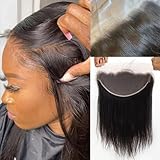 Topnormantic 13x6 Lace Frontal Closure, Invisible HD Transparent Swiss Lace Pre Plucked with Baby Hair 12A Grade Brazilian Straight Human Hair Frontal with Small Single Knots Free Part 14 Inch