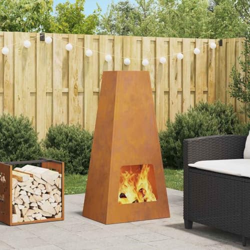 Hoguera Marrón 50 x 35 x 100 cm Acero Oxidado,Casa y jardín,Chimeneas-859005