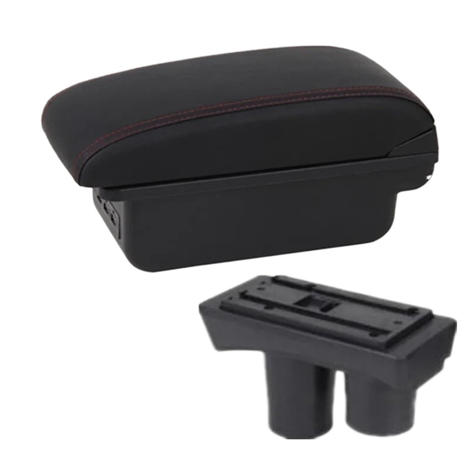 NOKRGQW Car Armrest Box For Citroen C2 For C3 Car Armrest Box Center Storage Retrofit Part Accessories(B1 red line 3USB)