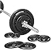 Signature Fitness Cast Iron Standard Weight Plates Including 5FT Standard Barbell with Star Locks, 45-Pound Set (35 Pounds Plates + 10 Pounds Barbell), Multiple Packages, Style #3
