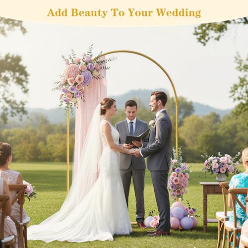 Image of 7.2 FT Metal Arch Backdrop Stand, Gold Wedding Arch Frame, Floral Balloon Arch Stand for Birthday Baby Shower Bridal Anniversary Graduation Ceremony Party Backdrop Decoration