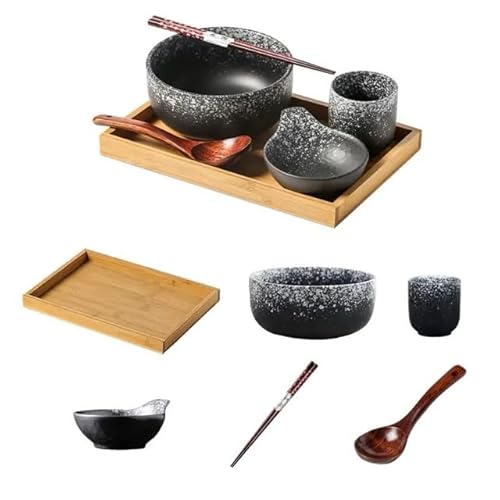 KOVOL 一人暮らし用食器 食器セット 一人用 一人用陶器食器 陶器食器セット フルセット 6点セット ボウル うつわ 箸 スプーン カップ サービングトレイ 和風 器 皿 お皿 陶器 磁器 陶磁器 二人暮らし おしゃれ 食洗機対応 電子レンジ対応 アウ