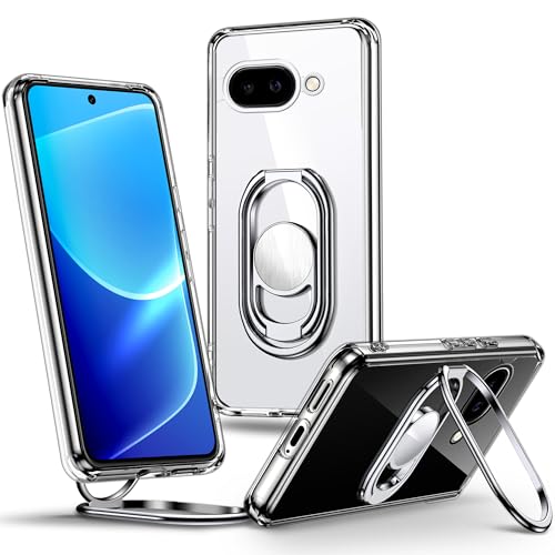 Shields Up for Google Pixel 9a Case with Stand Pixel 9a Case Clear with Double Ring Holder [Adjustable & Foldable] Shockproof Protective Cover for Google Pixel 9a - Clear