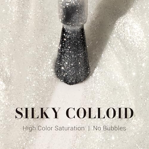 Image of MelodySusie White Glitter Gel Nail Polish,0.5fl oz Soak Off UV LED Pure White Sparkle Glitter Gel Polish Gift for Women Nail Art Manicure Salon DIY Nail Design Decoration at Home-z054