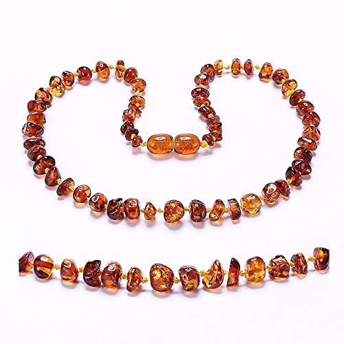 Regalo de la joyería ámbar báltico dentición collar de la pulsera de San Valentín elegante para mujeres Cognac 33 CM
