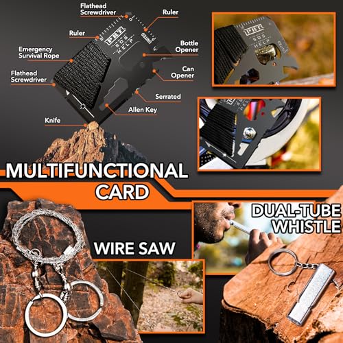 Dusor 21 in 1 Survival Kit Gifts for Men, Hunting Fishing Gifts for Dad Boyfriend, Survival Gear and Supplies, Fishing Gear and Equipment, Husband Camping Essentials, Gifts for Men Who Have Everything